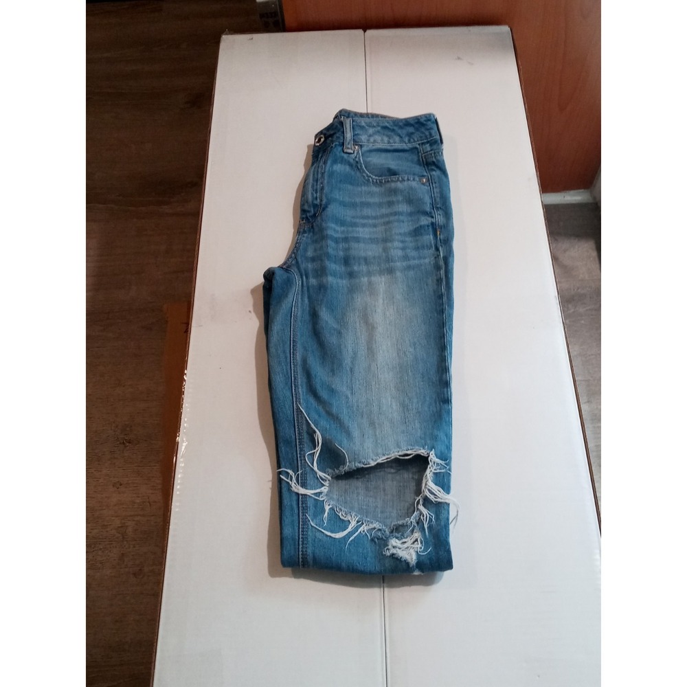 American Eagle High Rise Tomgirl Ripped Blown Out Jeans Size 0. 26X25 Grunge Y2K - Picture 14 of 16